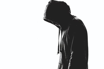 ai generative man in hoodie looking down