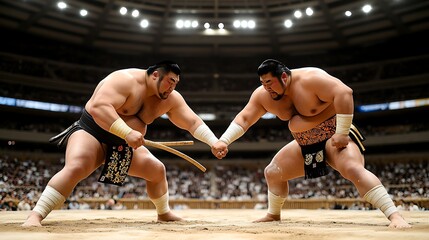 Watch sumo wrestling in Tokyo, Japan, as massive athletes compete in the ancient sport in a packed arena. 
