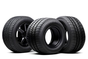 Four Car Tires Isolated on a White Background
