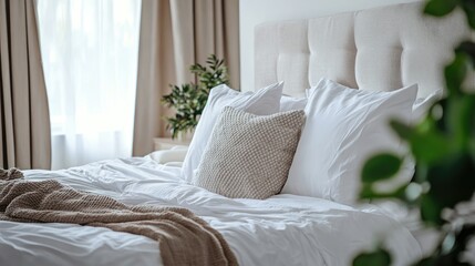 bed, bedroom, indoors, hotel, home, apartment, furniture, architecture, domestic, comfort, bedding, house, design, decor, comfortable, contemporary, background, modern home decor, modern, motel, pillo