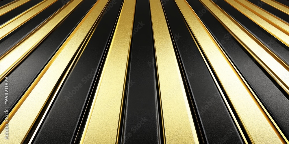 Wall mural a striking design features alternating golden and black stripes creating a stylish, modern look perf