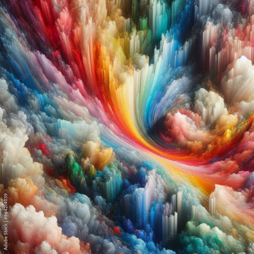Aufkleber dynamic abstract artwork featuring a swirling cloudscape of vivid colors, creating a mesmerizing and