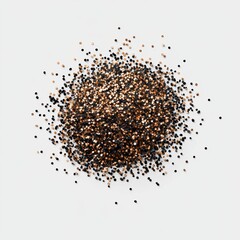 Naklejka premium A pile of gold and black glitter on a white background