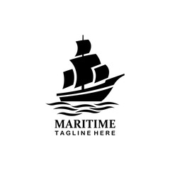 Vector illustration of maritime ship concept logo design, sailboat.