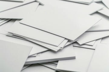 A disarray of blank white sheets of paper scattered delicately, creating an airy, minimalistic aesthetic.