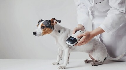Veterinarian with a Microchip Scanner, Ready to Check a Pet, Isolated on White Background, Ideal for Pet Identification Campaigns