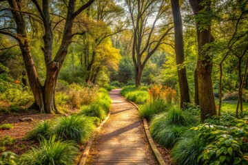 Naklejka premium whispers-of-wildlife-path-progression-linear-rhythms-organic-earth-tones-natural-flow