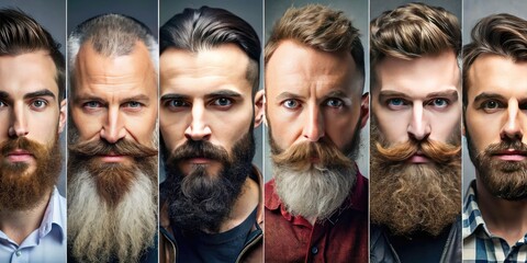 A Collage Of Photos Showcasing Various Beard Styles, Including Goatees, Full Beards, Mustaches, And Designer Stubble.