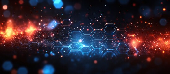 Fototapeta premium Abstract Digital Network with Glowing Hexagons