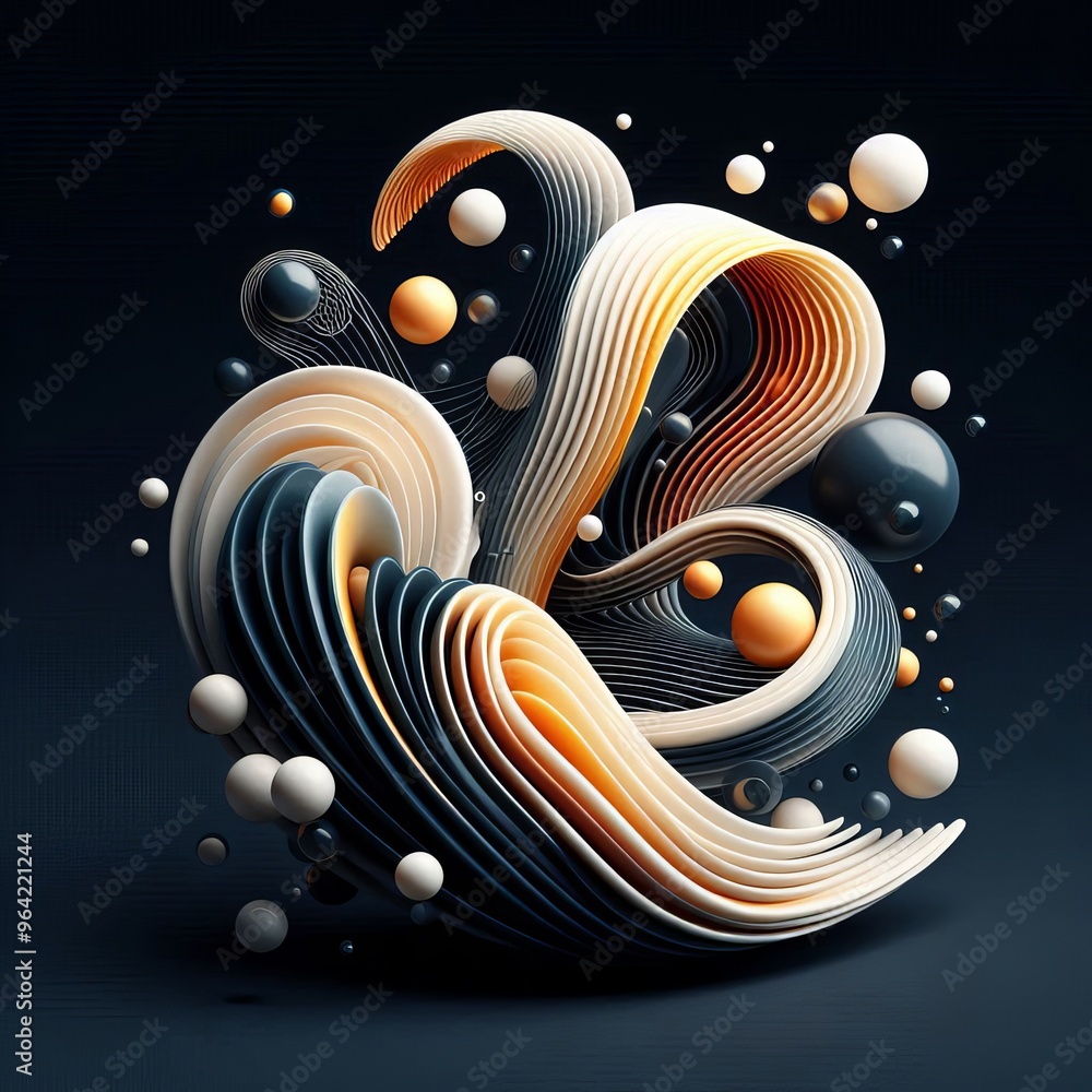 Aufkleber a stunning abstract sculpture featuring fluid, swirling forms and spherical elements in a harmonious