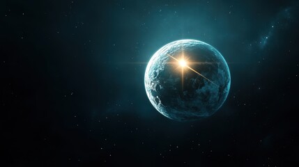 Fototapeta premium A photo of a planet with a visible North Star, highlighting the alignment of the planet rotational axis.