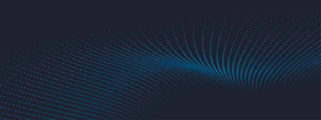 Abstract digital particle wave. Technology background. Futuristic dot wave. Network connection structure. Presentation design background. Technology or science banner. Vector illustration.