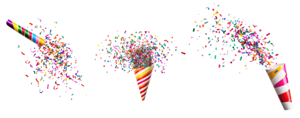 Set of Vibrant Party Popper Isolated on White Background