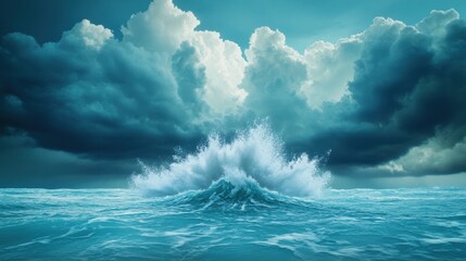 Obraz premium A storm at sea, the waves crashing and churning in a chaotic display of nature raw power.