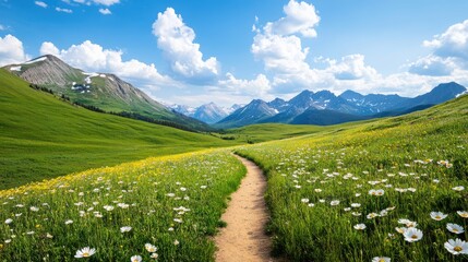 The trail winds through a valley where mountains are painted with vibrant, otherworldly colors, reflecting the unpredictable nature of wilderness.