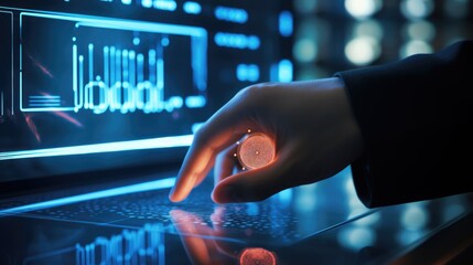 Hand scanning fingerprint on digital interface