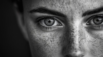 Naklejka premium A woman with a very dark eye and a very light skin