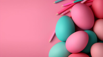 Multi Colored Easter Eggs Pink Background
