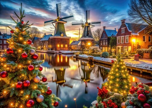 A Festive Image Featuring Traditional Dutch Christmas Decorations And Warm, Holiday Lighting