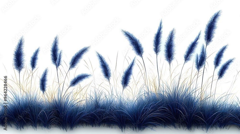 Poster ethereal autumn grass field with soft brushed textures