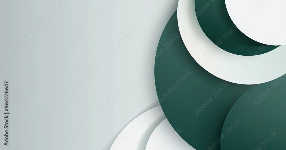 Aufkleber a minimalist abstract design featuring layered circular shapes in green and white tones, creating a 