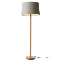 IKEA Floor Lamp: Scandinavian Style, Wooden Base, Fabric Shade