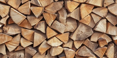 Fototapeta premium Beautifully Stacked Firewood Logs for Outdoor Living Spaces and Efficient Heating Solutions