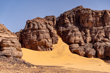 Landscape of Sahara desert in famous area of Djanet.