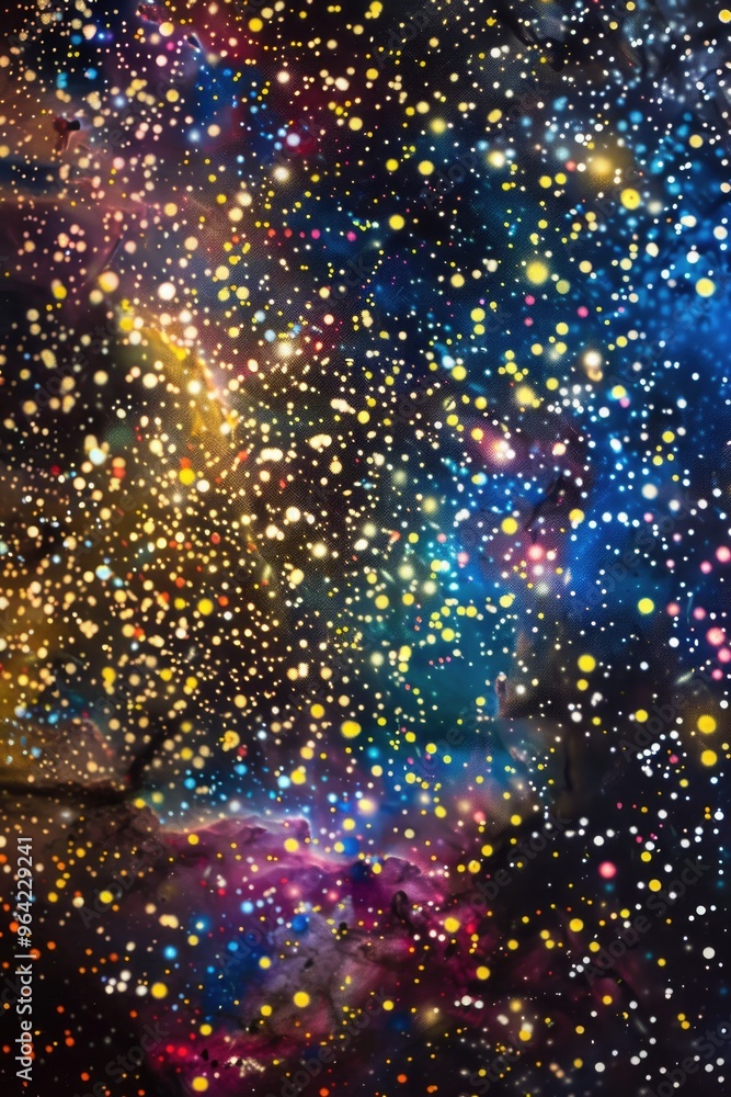 Wall mural a colorful galaxy with many stars and a few planets. the stars are bright and the colors are vibrant