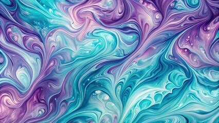 Captivating lavender and turquoise wallpaper with liquid-like patterns for a mesmerizing ambiance