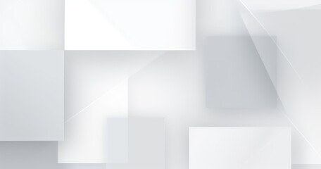 Obraz premium A minimalist abstract design featuring overlapping translucent shapes in shades of white and gray.