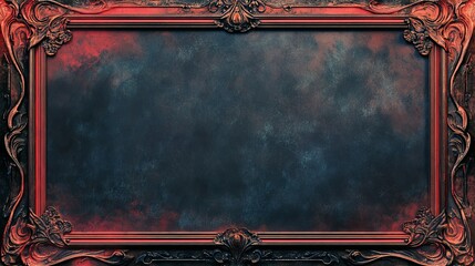 Retro vintage style frame background in dark gothic and vampire themes with art nouveau design in dim hues new beautiful stock image illustration AI