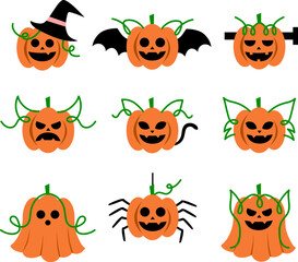 Pumpkin set in Halloween costume