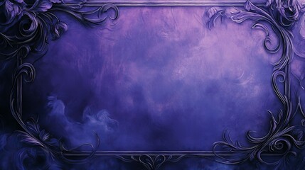 Retro vintage style frame background in dark gothic and vampire themes with art nouveau design in dim purple hues new beautiful stock image illustration AI