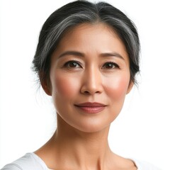 Obraz premium Radiant Beauty: 45-Year-Old Asian Woman with Flawless Skin