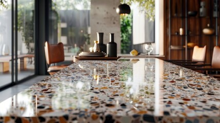 Modern Kitchen Countertop With Terrazzo Design