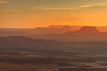 Scenic view at sunset over the landscape around the Arches National Park, Utah
