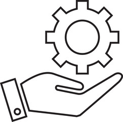 hand holding gear icon, Tech care icon  design.