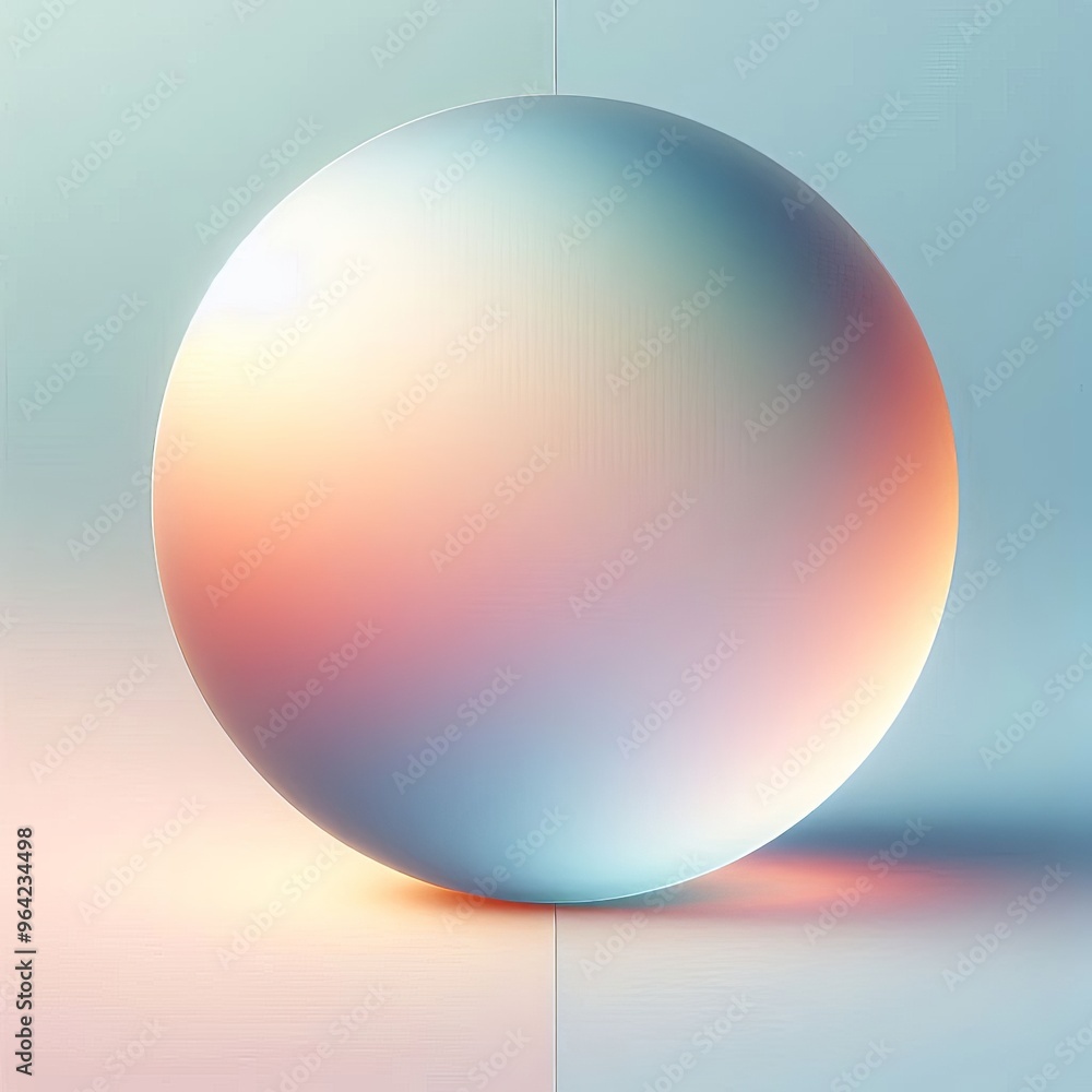 Poster an abstract sphere with a gradient of pastel hues creates a soft and soothing visual. the gentle col