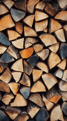 Stacked Firewood Logs are Prepared and Ready for Winter Use in a Charming Rustic Setting