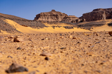 Landscape of Sahara desert in famous area of Djanet.