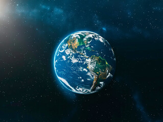 Obraz premium Planet Earth visualization with augmented reality Transparent planet Earth in studio drawing in blue colors