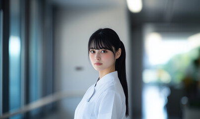 Elegant asian woman in modern environment