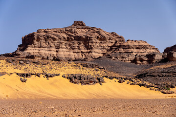 Landscape of Sahara desert in famous area of Djanet.