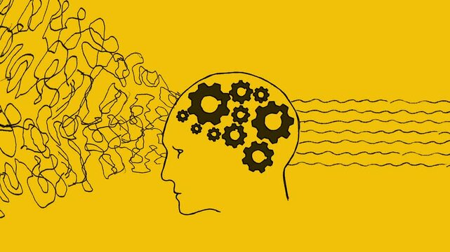Abstract gears and lines illustrating cognitive processing
