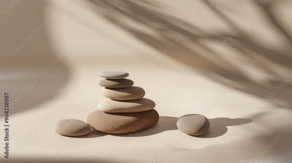 Aufkleber a stack of rocks on a white background. the rocks are of different sizes and colors, and they are ar