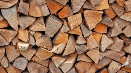Stacked Firewood Logs are Prepared and Ready for Winter Use in a Charming Rustic Setting