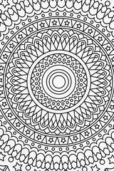  Arrière plan noir et blanc avec motif graphique mandala pour colorier