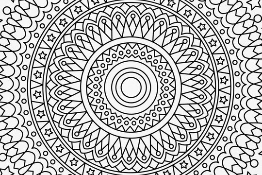  Arri&egrave;re plan noir et blanc avec motif graphique mandala pour colorier