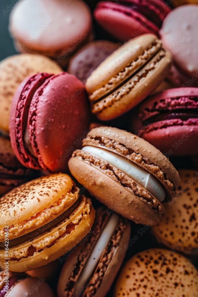 Aufkleber a close up of a variety of different colored macarons. the macarons are of different colors and size